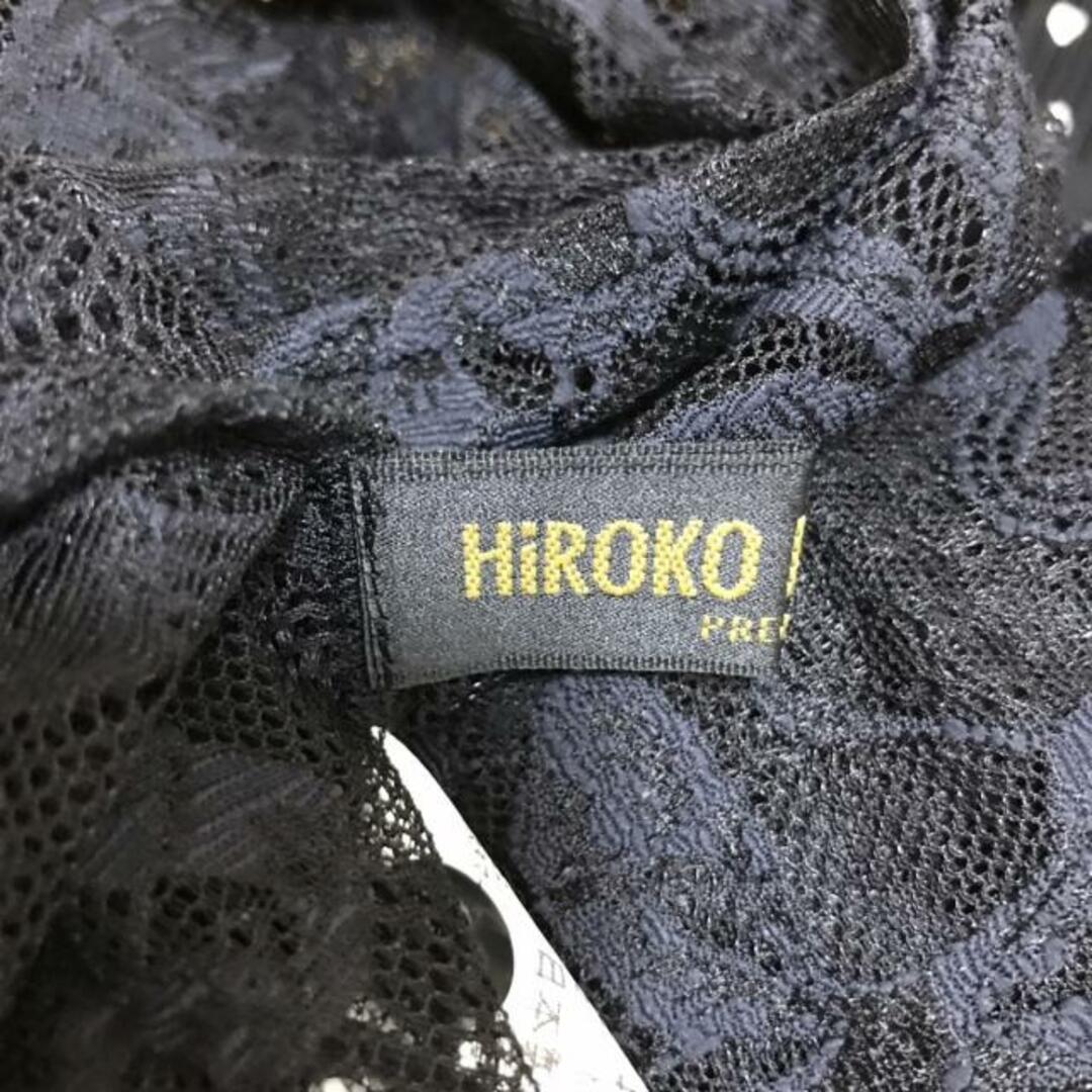 HIROKO KOSHINO(ヒロココシノ)のHIROKO KOSHINO(ヒロココシノ) 長袖カットソー サイズ40 M レディース - 黒 クルーネック/レース レディースのトップス(カットソー(長袖/七分))の商品写真