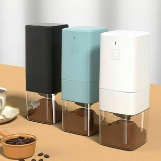 電動 コーヒーミル ホワイト 粗挽き細挽き調整可能 水洗い可能 USB電源(電動式コーヒーミル)