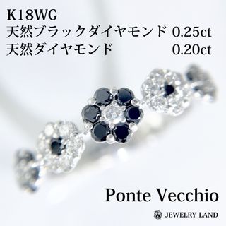 【ポンテヴェキオ】K18wg ブラックダイヤ 0.25ct ダイヤ 0.20ct(リング(指輪))