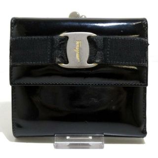 Salvatore Ferragamo - SalvatoreFerragamo(サルバトーレフェラガモ) Wホック財布 ヴァラ 黒 がま口 エナメル（レザー）