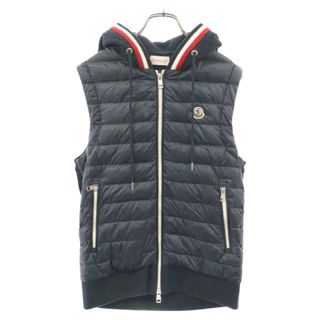 MONCLER - MONCLER モンクレール 18AW GILET D10918420400 スウェット切り替え ノースリーブ フード付き ジップアップ ダウンベスト ネイビー