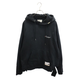 ミハラヤスヒロ(MIHARAYASUHIRO)のMIHARA YASUHIRO ミハラヤスヒロ ×Champion Destroy Docking Rayard Hoodie A08HD591 ×チャンピオン 再構築 レイヤードドッキングプルオーバーパーカー ブラック(パーカー)