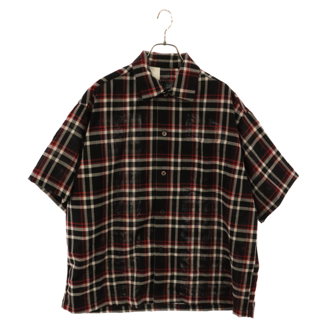 N.HOOLYWOOD(エヌハリウッド)のN.HOOLYWOOD エヌハリウッド S/S SHIRTS ウール チェック 半袖シャツ ブラック/レッド 1201-SH10-069 メンズのトップス(シャツ)の商品写真