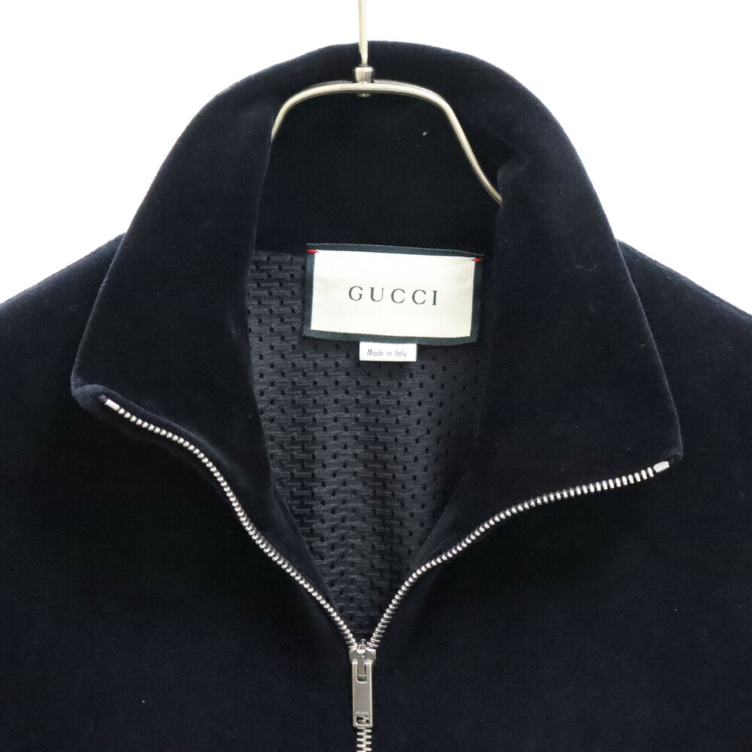 Gucci(グッチ)のGUCCI グッチ 20SS ロゴエンブロイダリーベロアオーバーサイズトラックジャケット ブラック 595533 メンズのジャケット/アウター(フライトジャケット)の商品写真