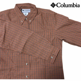 コロンビア(Columbia)のコロンビア Columbia チェックシャツ　長袖　ボタンダウン　オレンジ　S(シャツ)