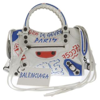 BALENCIAGA バレンシアガ GRAFFITI CLASSIC CITY MINI 300295 クラシック シティー ミニ グラフティ ペイント ショルダー レザーミニバッグ ホワイト