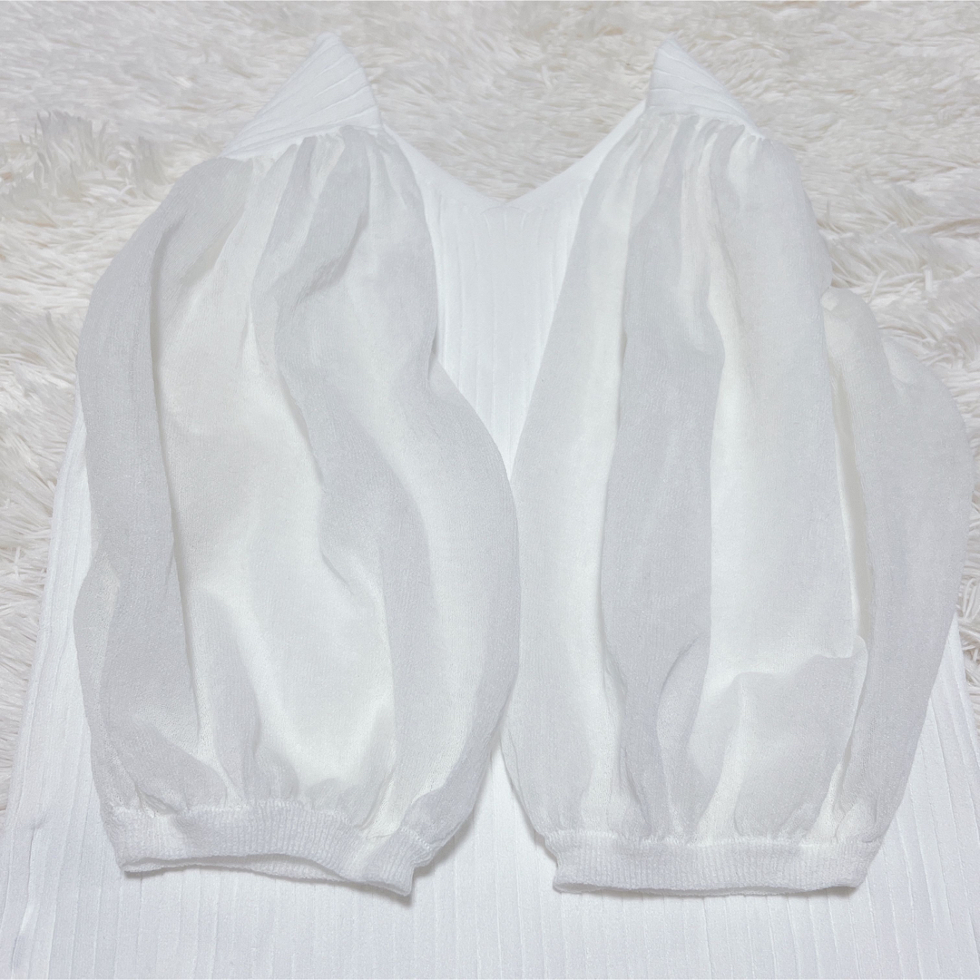 LOULOU WILLOUGHBY(ルルウィルビー)のLOULOU WILLOUGHBY シアースリーブリブニット ホワイト 2 レディースのトップス(カットソー(半袖/袖なし))の商品写真
