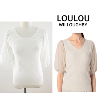 ルルウィルビー(LOULOU WILLOUGHBY)のLOULOU WILLOUGHBY シアースリーブリブニット ホワイト 2(カットソー(半袖/袖なし))