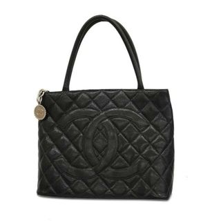 シャネル(CHANEL)の【4ic3339】シャネル トートバッグ/復刻トート/キャビアスキン/ブラック/シルバー金具 【中古】レディース(トートバッグ)