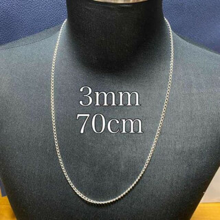 ステンレス加工 70cm シンプルチェーンネックレス 喜平 3mm 太め メンズ(ネックレス)