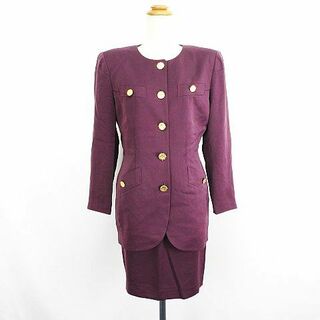 ロペ(ROPE’)のロペ セットアップ スカートスーツ 長袖 ノーカラー ひざ丈 9AT63 紫(スーツ)