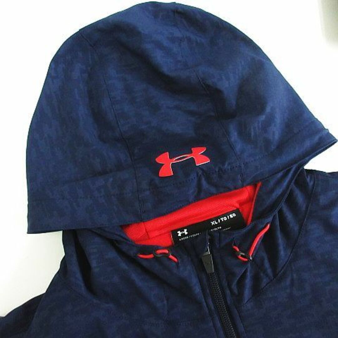 UNDER ARMOUR(アンダーアーマー)のアンダーアーマー ウィンドブレーカー 長袖 フード カモフラ 裏起毛 XL 紺 メンズのジャケット/アウター(ブルゾン)の商品写真