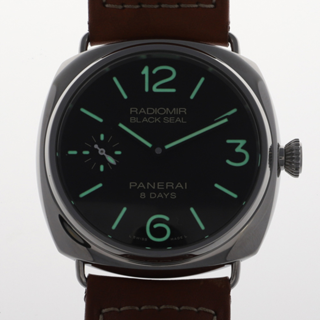 PANERAI(パネライ)の【118662】PANERAI パネライ  PAM00609 ラジオミール ブラックシール 8デイズ アッチャイオ ブラックダイヤル SS/レザー 手巻き ギャランティーカード 純正ボックス 腕時計 時計 WATCH メンズ 男性 男 紳士【中古】 メンズの時計(腕時計(アナログ))の商品写真