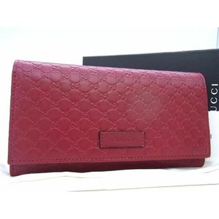 グッチ(Gucci)の■新品同様■ GUCCI グッチ 449396 マイクログッチシマ レザー 二つ折り 長財布 ウォレット レッド系 FC0368 (長財布)