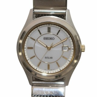 セイコー(SEIKO)のSEIKO 腕時計 クォーツ ソーラー デイト シルバー色 V145-0BV0(腕時計)