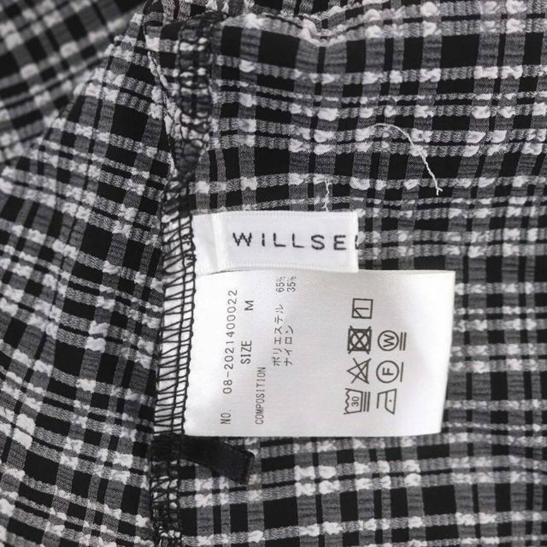 WILLSELECTION(ウィルセレクション)のウィルセレクション ブラウス 長袖 ギンガムチェック インナー付き M 白 黒 レディースのトップス(シャツ/ブラウス(長袖/七分))の商品写真