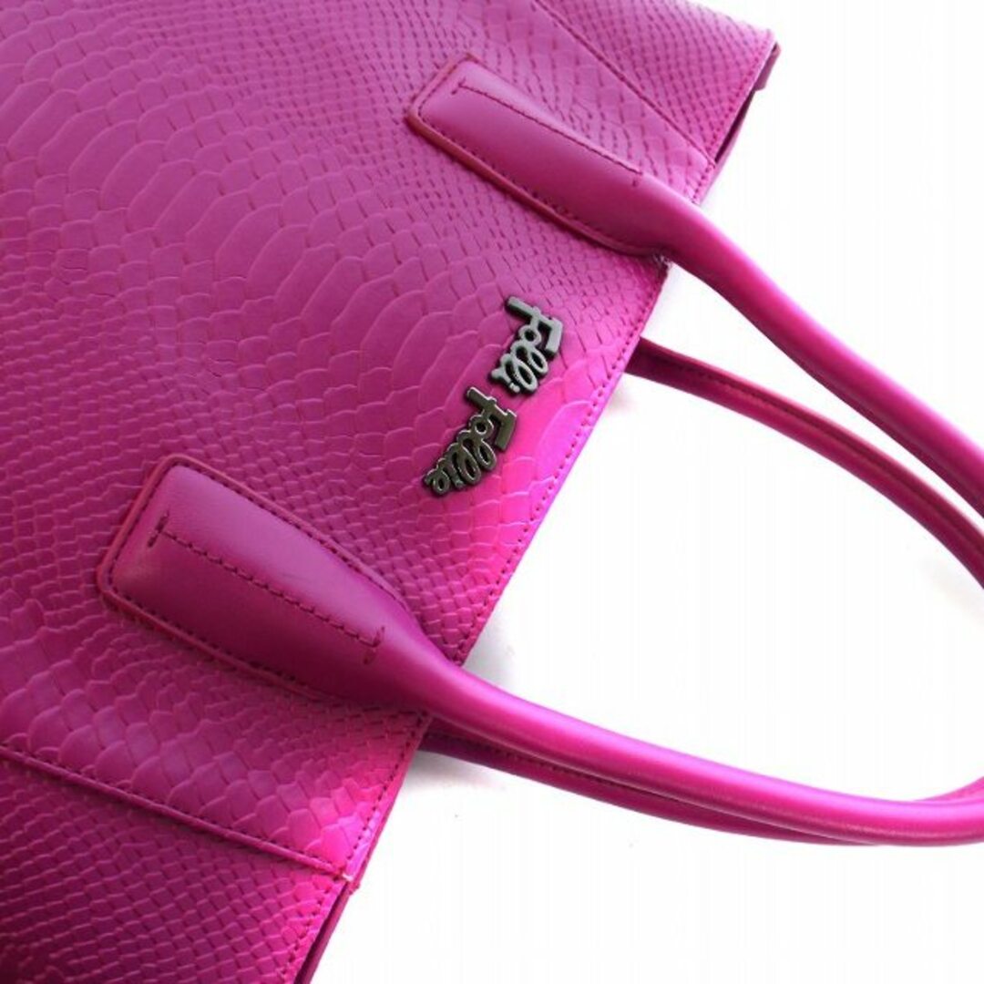 Folli Follie(フォリフォリ)のフォリフォリ トートバッグ ハンド パイソン型押し ロゴ ピンク 紫 レディースのバッグ(トートバッグ)の商品写真