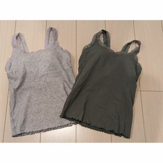 ユニクロ(UNIQLO)の⏩【ユニクロ／UNIQLO】リブレースブラタンクトップ　ブラトップ　２枚セット(タンクトップ)