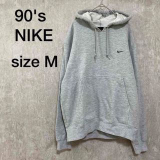 NIKE - 90's NIKE  パーカー ショート丈 ボックス刺繍ロゴ M グレー