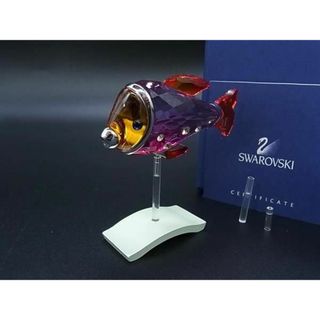 スワロフスキー(SWAROVSKI)の■新品同様■ SWAROVSKI スワロフスキー クリスタル ラインストーン フィッシュ 魚 オブジェ 置物 インテリア ピンク系 CD1629(その他)