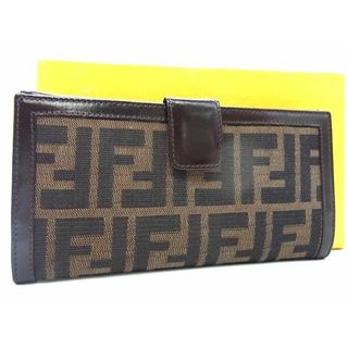 フェンディ(FENDI)の■新品同様■ FENDI フェンディ ズッカ柄 ナイロンキャンバス×レザー 二つ折り 長財布 ウォレット ブラウン系 FA7151 (財布)