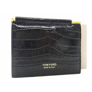 トムフォード(TOM FORD)の■極美品■ TOM FORD トムフォード クロコダイル型押しレザー 二つ折り 財布 札入れ カードケース ブラック系 FC2645(その他)