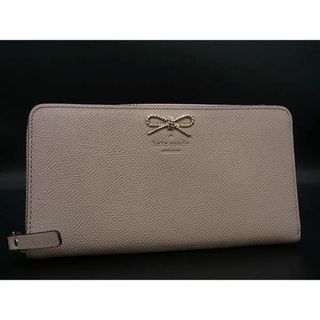 ケイトスペードニューヨーク(kate spade new york)の■新品同様■ kate spade ケイトスペード レザー リボン ラウンドファスナー 長財布 ウォレット ベージュ系 BG8501 (財布)