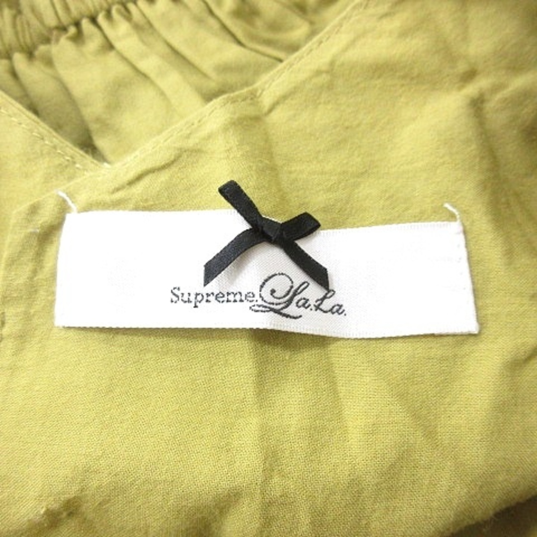 シュープリームララ ワンピース ミモレ ロング 刺繍 五分袖 M 黄色 レディースのワンピース(ロングワンピース/マキシワンピース)の商品写真