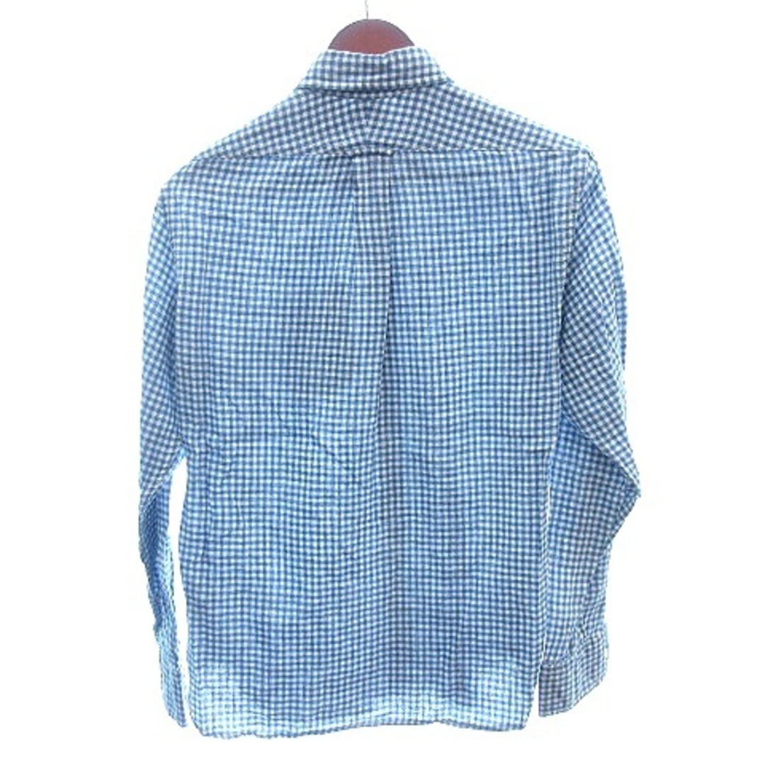 coen(コーエン)のコーエン ボタンダウンシャツ ギンガムチェック 麻混 リネン混 長袖 S 青 メンズのトップス(シャツ)の商品写真