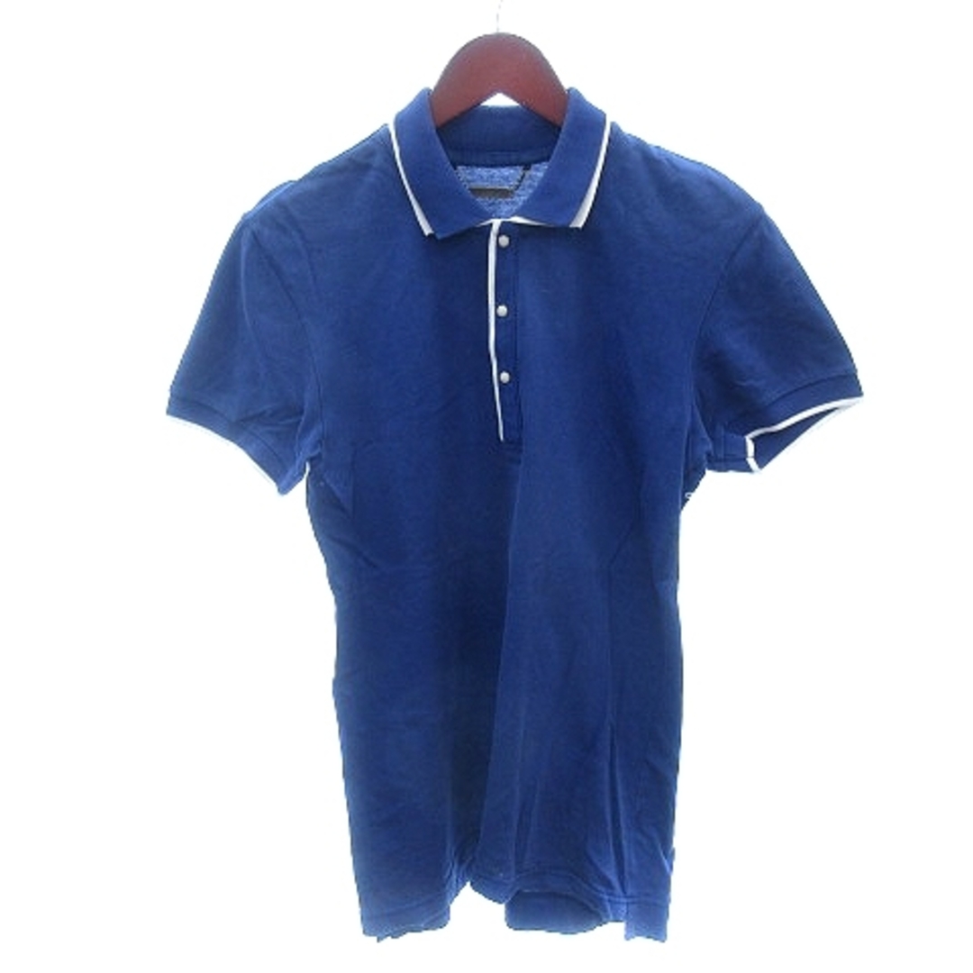 モンキータイム ポロシャツ 鹿の子 パイピング 半袖 S 青 ブルー /AU レディースのトップス(ポロシャツ)の商品写真