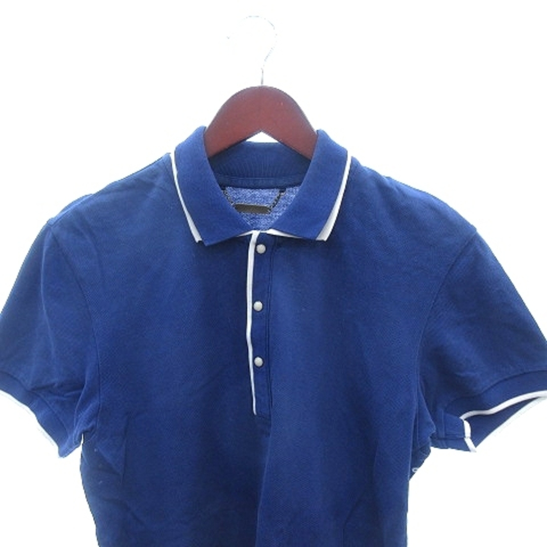 モンキータイム ポロシャツ 鹿の子 パイピング 半袖 S 青 ブルー /AU レディースのトップス(ポロシャツ)の商品写真