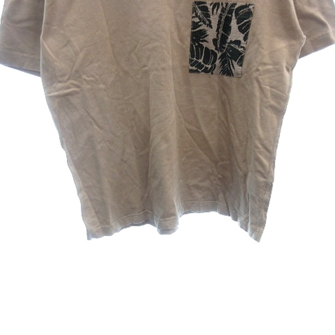 niko and...(ニコアンド)のニコアンド カットソー Tシャツ クルーネック リーフ柄 半袖 M ベージュ メンズのトップス(Tシャツ/カットソー(半袖/袖なし))の商品写真