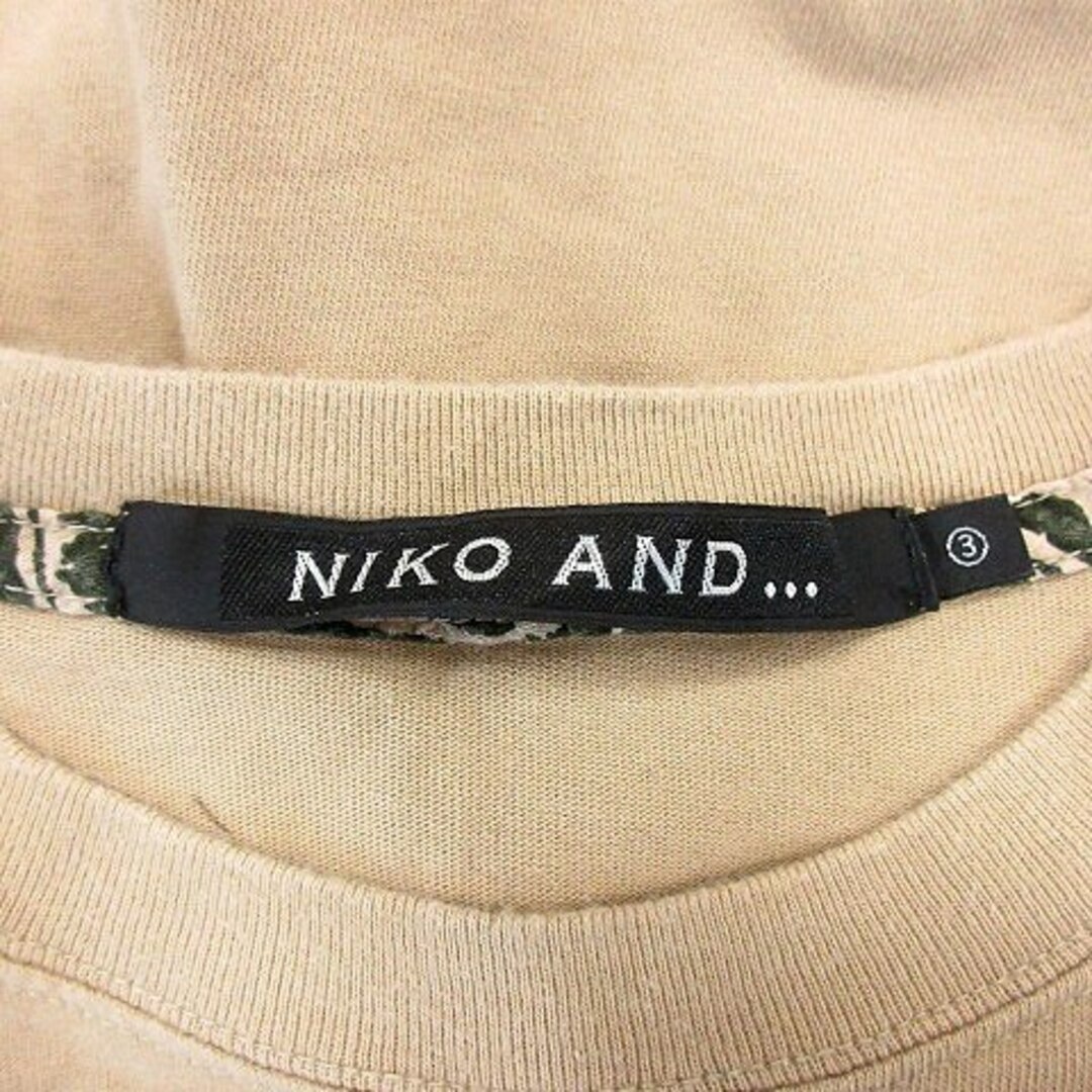niko and...(ニコアンド)のニコアンド カットソー Tシャツ クルーネック リーフ柄 半袖 M ベージュ メンズのトップス(Tシャツ/カットソー(半袖/袖なし))の商品写真