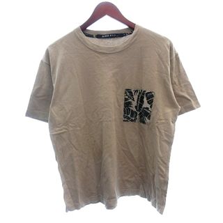 ニコアンド(niko and...)のニコアンド カットソー Tシャツ クルーネック リーフ柄 半袖 M ベージュ(Tシャツ/カットソー(半袖/袖なし))