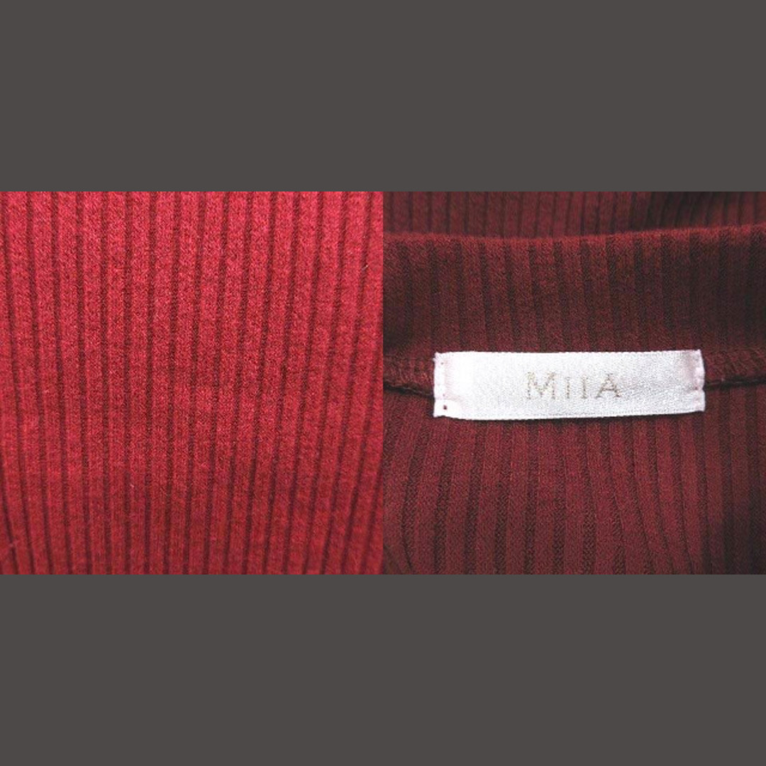 MIIA(ミーア)のミーア リブニット カットソー 半袖 フレア袖 切替 シフォン F 赤 レディースのトップス(ニット/セーター)の商品写真