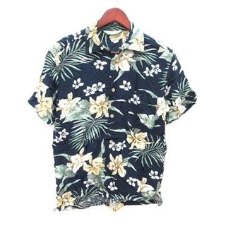 HAWAIIAN SURF BRAND アロハシャツ 半袖 花柄 M 紺