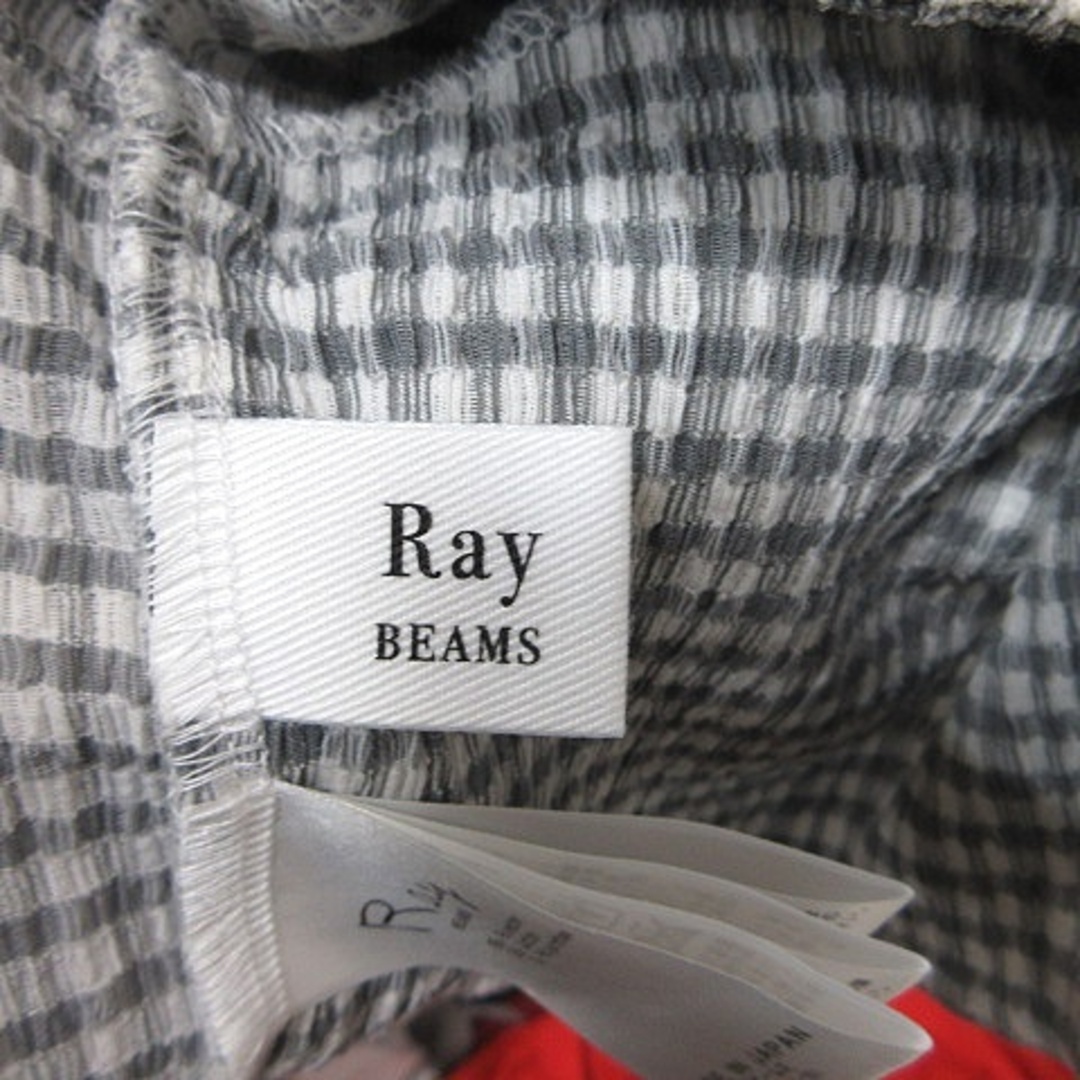 Ray BEAMS(レイビームス)のレイビームス カットソー ノースリーブ ギンガムチェック グレー 白 ホワイト レディースのトップス(カットソー(半袖/袖なし))の商品写真