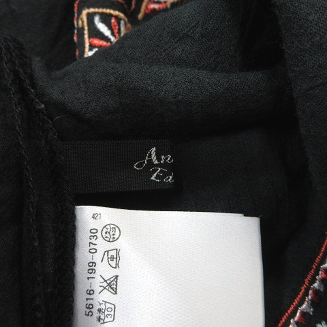 ANOTHER EDITION(アナザーエディション)のアナザーエディション シャツ ブラウス プルオーバー 七分袖 刺繍 黒 ブラック レディースのトップス(その他)の商品写真