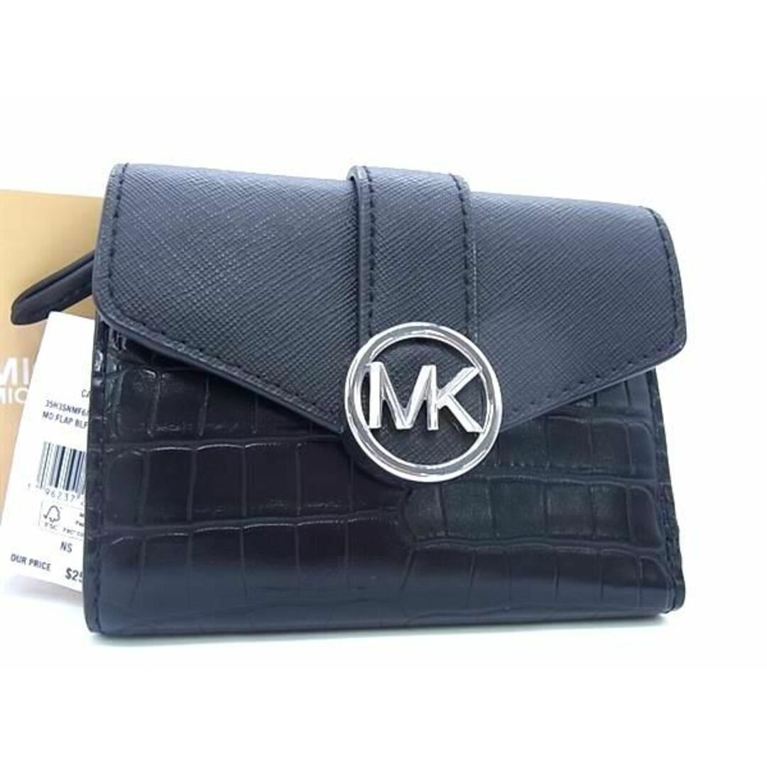 Michael Kors(マイケルコース)の■新品同様■ MICHAEL KORS マイケルコース クロコダイル型押しレザー 三つ折り 財布 ウォレット レディース ブラック系 CC2462 レディースのアクセサリー(その他)の商品写真