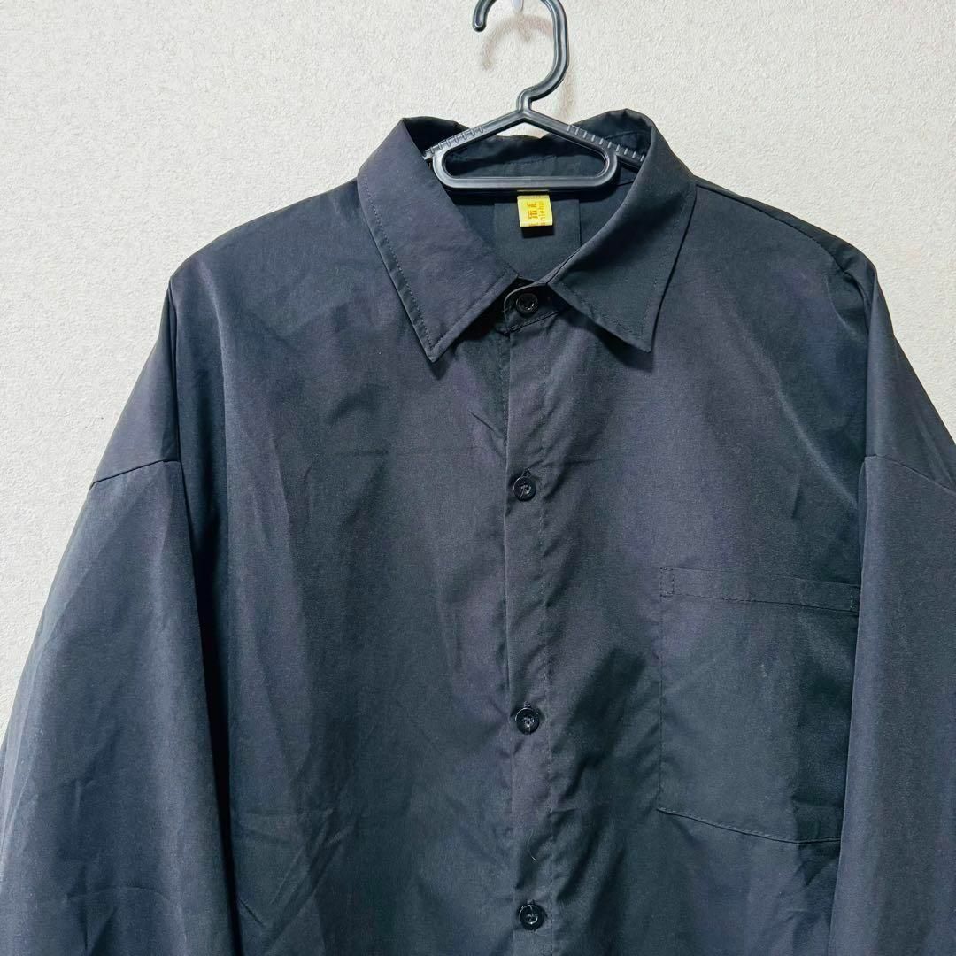 【希少】ganlehui 長袖シャツ カジュアルシャツ ゆるだぼ 無地 黒 メンズのトップス(シャツ)の商品写真