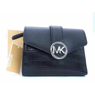 マイケルコース(Michael Kors)の■新品同様■ MICHAEL KORS マイケルコース クロコダイル型押しレザー 三つ折り 財布 ウォレット レディース ブラック系 CC2460(その他)