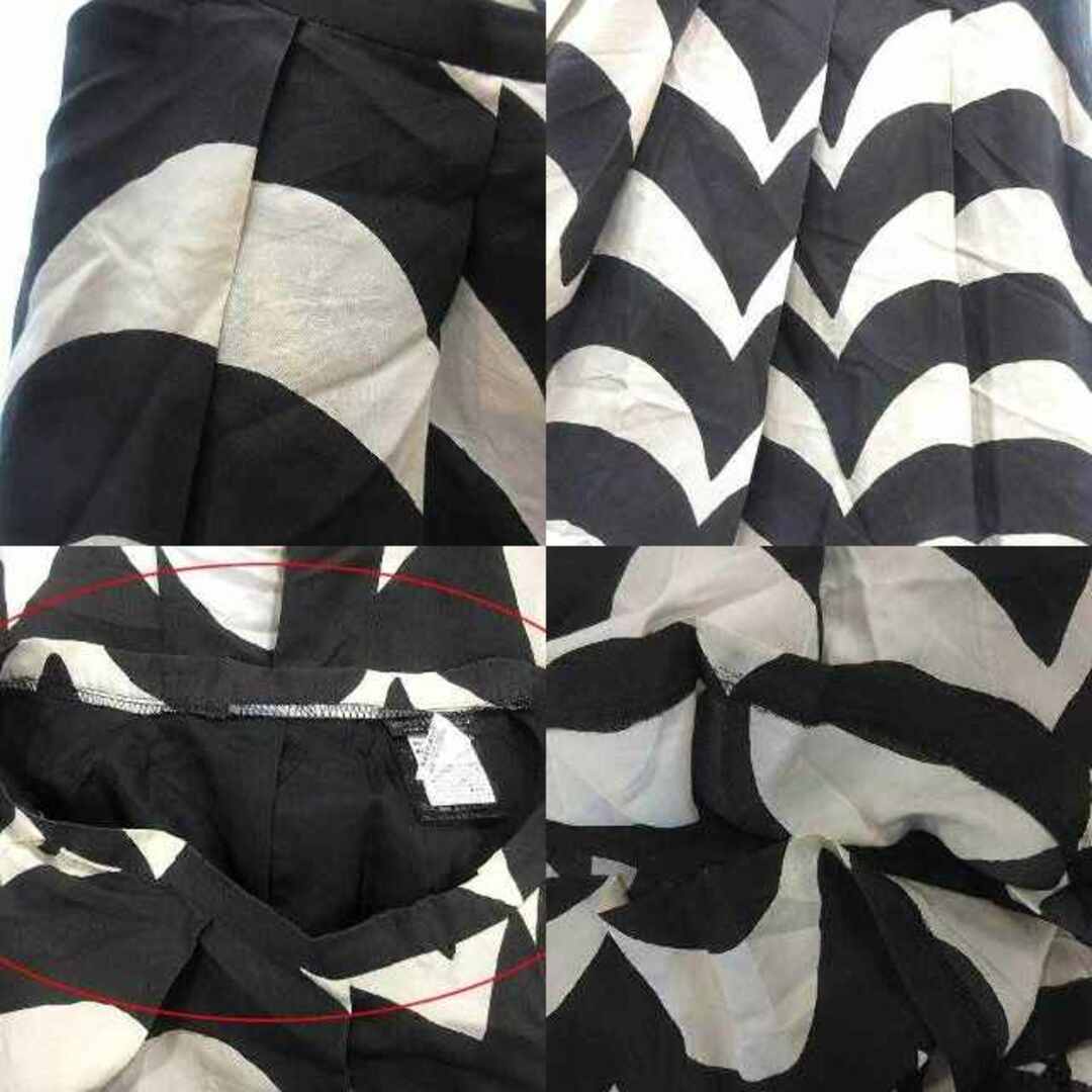 marimekko(マリメッコ)のマリメッコ プリーツスカート ひざ丈 総柄 絹 シルク 34 黒 ブラック レディースのスカート(ひざ丈スカート)の商品写真