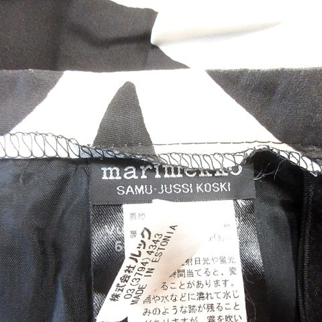 marimekko(マリメッコ)のマリメッコ プリーツスカート ひざ丈 総柄 絹 シルク 34 黒 ブラック レディースのスカート(ひざ丈スカート)の商品写真