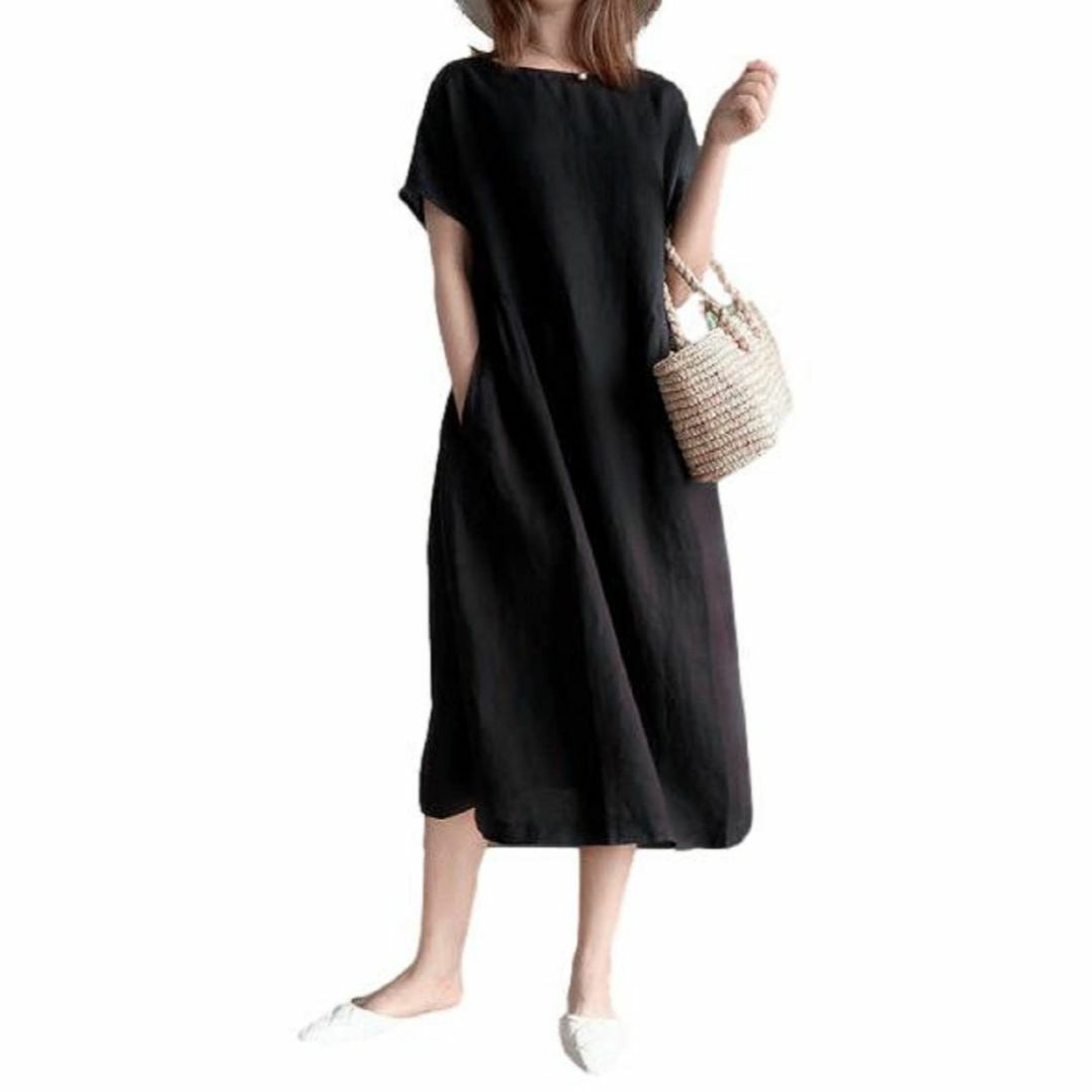 [ririka] リリカ ワンピース 半袖 フレアー シルエット きれいめ ウエ レディースのファッション小物(その他)の商品写真