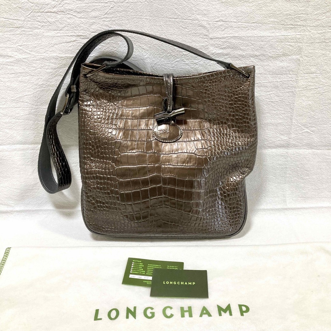 LONGCHAMP(ロンシャン)のLongchamp ロンシャン ショルダーバッグ クロコ型押し 斜め掛け ロゾ レディースのバッグ(ショルダーバッグ)の商品写真