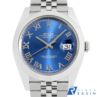 ロレックス(ROLEX)のロレックス デイトジャスト41 126300 ブルー ローマ 5列 ジュビリーブレス ランダム番 メンズ 中古 腕時計(腕時計(アナログ))