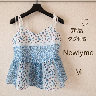 Newlyme - 【新品タグ付き】可愛い 花柄 キャミソール 青 薔薇 水着 リゾート