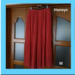 ハニーズ(HONEYS)の【未使用】Honeys　ハニーズ　プリーツロングスカート　Mサイズ　オレンジ系(ロングスカート)