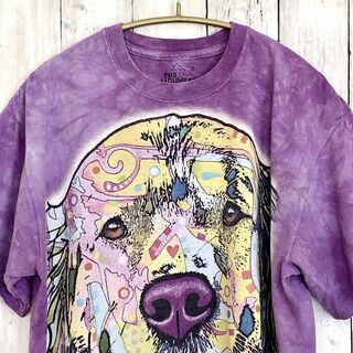 ザマウンテン　半袖Ｔシャツ　サイズＭ　100％コットン　紫　アニマル　犬　ドッグ(Tシャツ/カットソー(半袖/袖なし))