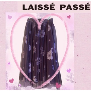 レッセパッセ(LAISSE PASSE)の♥ LAISSE PASSE／花チュールフレアスカート［❀58］(ロングスカート)